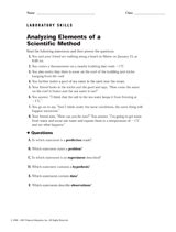 laboratory skills checkup 3 analyzing elements of a scientific method|Analyzing Elements of a Scientific Method.